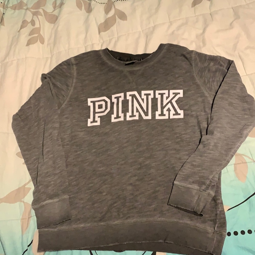 PINK logo grey long sleeve. Size medium